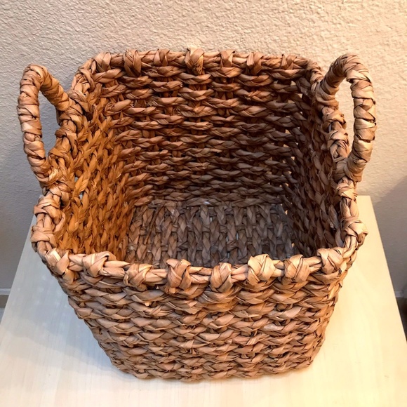 Hand Crafted Accents Large Square Basket With Handles Flexible